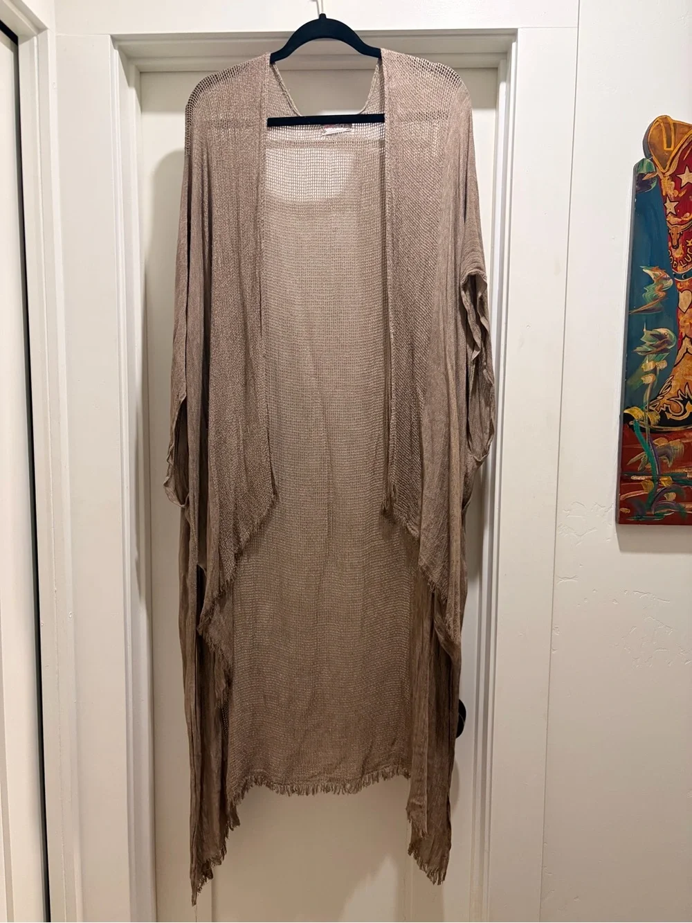 Free People Day Dream Washed Kimono in a draped, open-front taupe-brown design